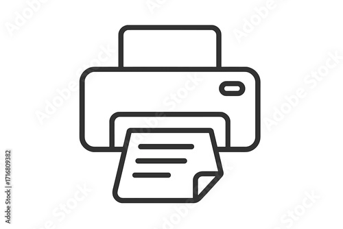 Printer icon for printing documents. Office equipment symbol. Vector line art illustration for web and apps. Machine for print, copy, scan. Fax and paperwork concept.