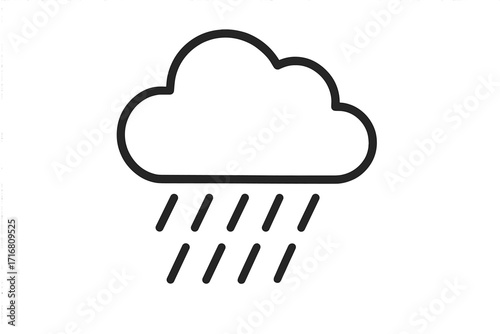 Rain cloud outline icon for weather forecast apps and web design. Simple vector line art symbol for climate, storm, or precipitation. Minimalist meteorology pictogram.