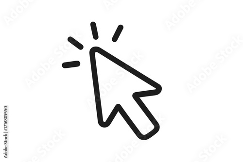 Cursor icon click vector. Mouse pointer arrow symbol. Click here sign. Web internet button. Press or push concept for UI UX design. Computer graphic element isolated.