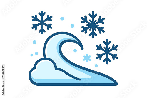 Snow cap symbol flat style vector cartoon illustration with transparent background, winter weather icon, cold climate, snowflake design, seasonal nature element, icy mountain peak symbol