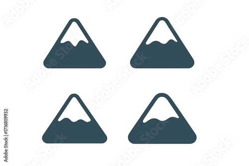 Snow drift symbol flat icon set with transparent background, vector cartoon illustration of winter snow mounds, ice snowcaps, frozen landscape elements, cold weather designs