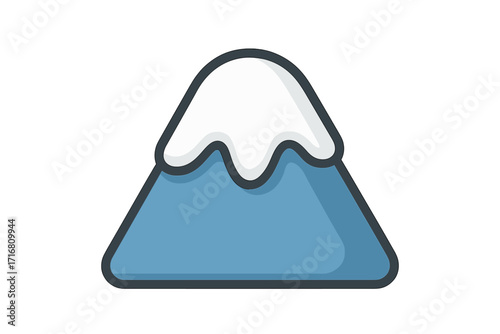 Snow drift icon flat design, winter weather symbol with snowy mountain peak, vector cartoon illustration, cold season nature element, transparent background graphic