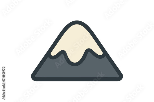 Snow drift symbol vector flat style, cartoon mountain peak with snow cap, winter weather icon, cold climate graphic, minimal transparent background illustration