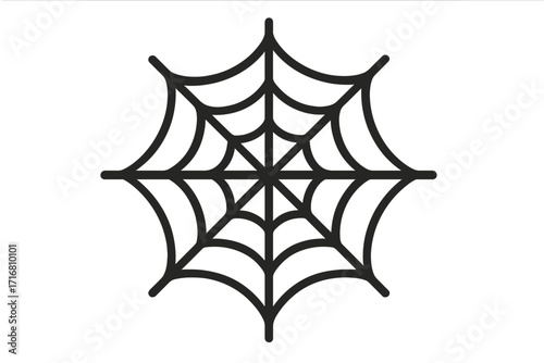 Spiderweb icon, cobweb symbol vector illustration with transparent background, simple black spider web graphic, Halloween decoration, spooky web design