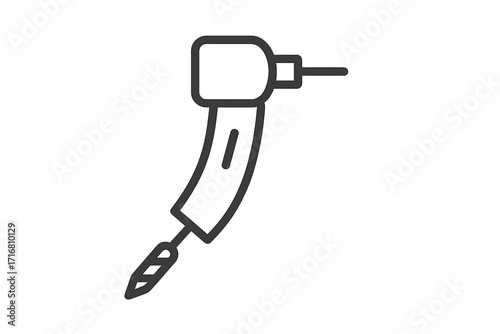 Dental drill line icon. Dentist tool for tooth treatment. Stomatology handpiece symbol. Oral health care, caries therapy, root canal procedure vector pictogram. Dentistry.