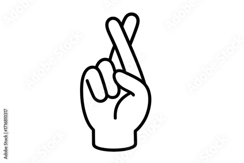 Volunteer icon linear symbol, vector cartoon illustration of helping hand, charity concept, support and community care, open hand gesture with crossed fingers, transparent background design