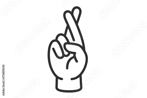 Volunteer icon linear symbol hand gesture with crossed fingers, vector cartoon illustration with transparent background, good luck sign, supportive gesture, hope symbol