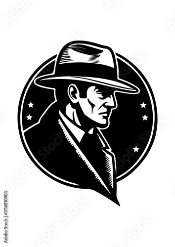 Mysterious Man in Fedora Silhouette Logo