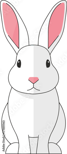 The foreground features a white rabbit depicted in a pixel art style. 