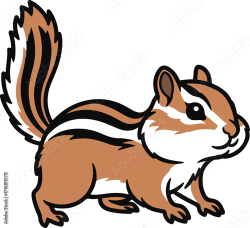 A delightful illustration of a chipmunk, rendered in a charming pixel art style. 