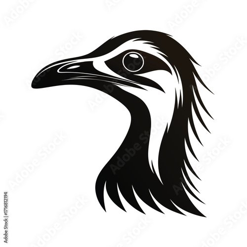 Giant flightless bird head silhouette for advertising banner