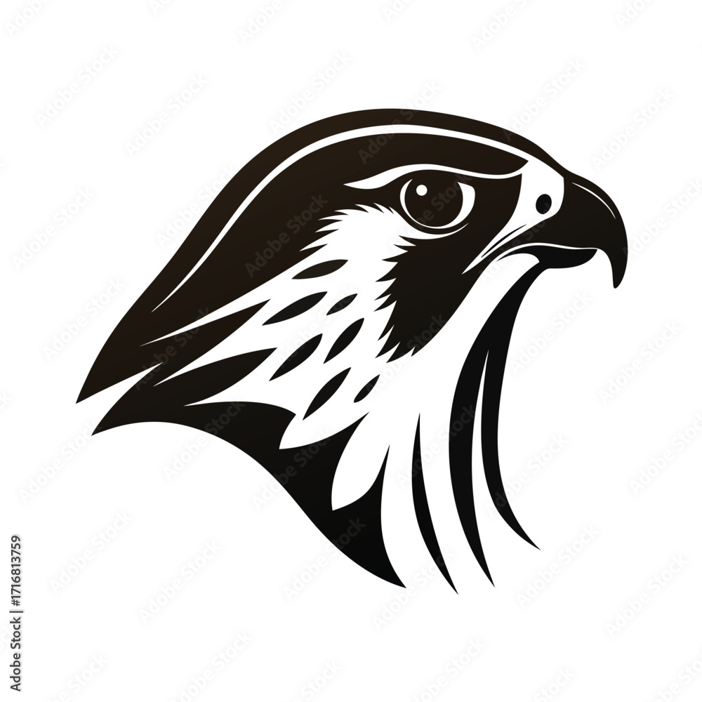 Obraz premium Kestrel bird head silhouette profile view for banner advertisement