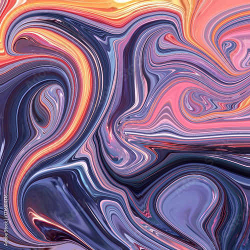 Dynamic abstract artwork with pink, purple, and orange flowing lines, creating a fiery yet elegant digital masterpiece for modern visual design.