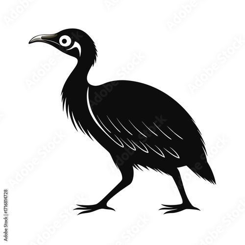 Graceful giant flightless bird silhouette walking