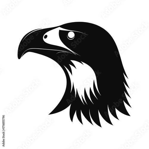 Bold raptor bird head silhouette for advertising and banners