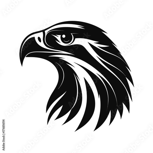 Bold curved raptor bird head silhouette design