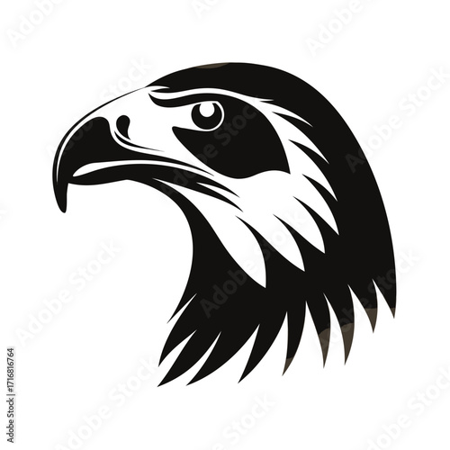 Sharp beaked raptor bird head silhouette for banners