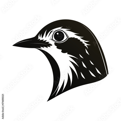 Small flightless bird head silhouette for banners and advertisements