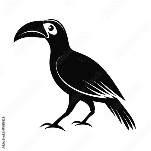 Bold silhouette of a large flightless bird in motion