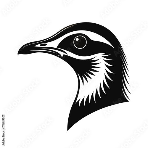 Small flightless bird head profile silhouette banner advertisement