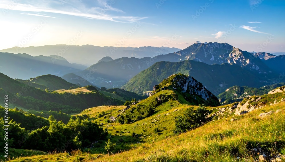 Fototapeta premium Mountain vista at sunset (2)