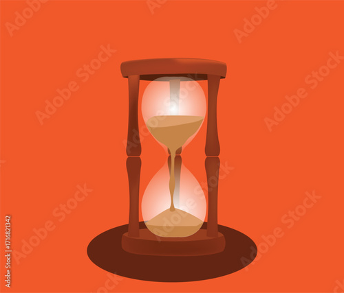 Hourglass with sand flowing, representing time passing concept