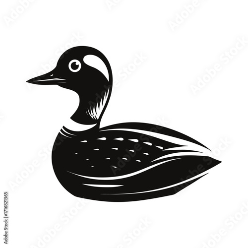 Simple silhouette of a mallard duck floating calmly
