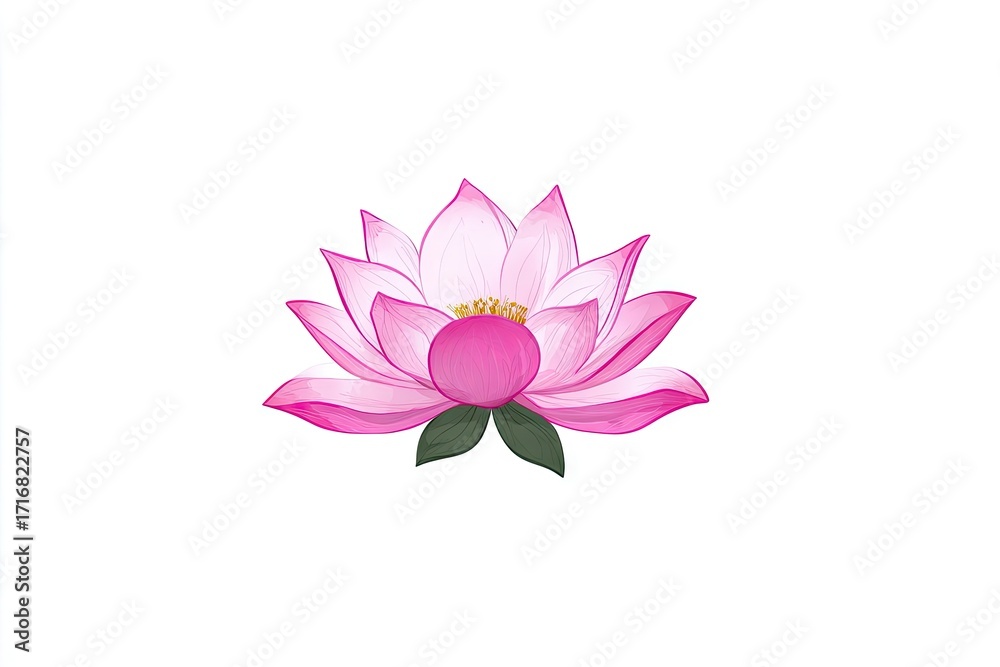 Fototapeta premium Delicate pink lotus flower illustration.
