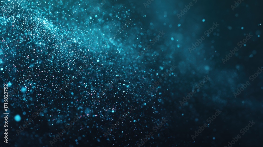 Fototapeta premium Blue Glitter Particles Abstract Background Dark teal texture Shiny shimmer effect Vector illustration