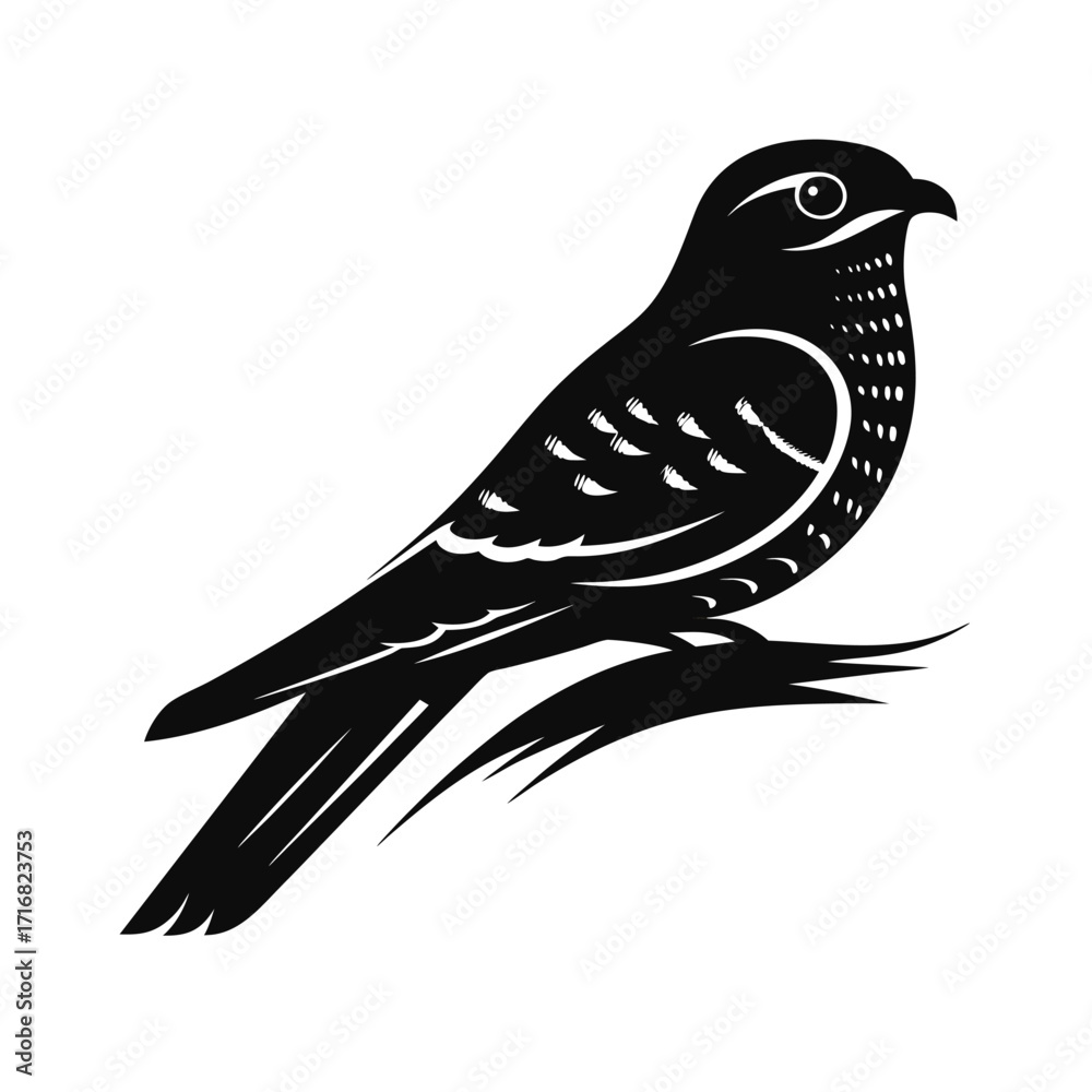 Obraz premium A nightjar bird camouflaged in striking silhouette art
