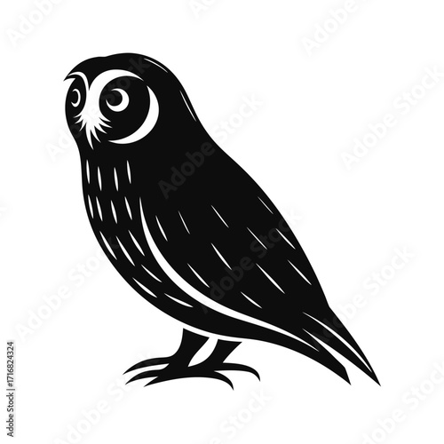 Silent nocturnal owl silhouette vector art