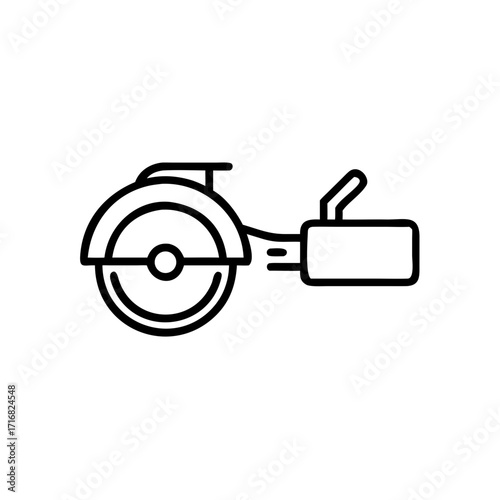 Road construction equipment icon with compact roller design  