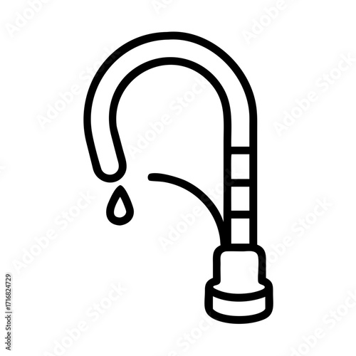 Water hose with dripping water in minimalist line art style  