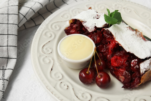 Plate with piece of tasty c...