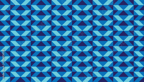 Seamless geometric pattern in vibrant shades of blue, featuring interlocking diamond and hexagonal shapes. Modern and minimal design, perfect for textiles, wallpapers, and digital backgrounds