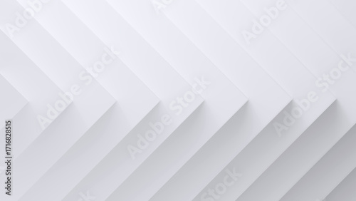 Abstract background with white chevron pattern. 3D rendering of geometric texture with arrows. 