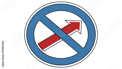 No Entry Sign with Red Arrow Indicating Directional Restriction