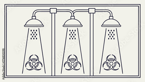 Triple Decontamination Shower with Biohazard Symbols