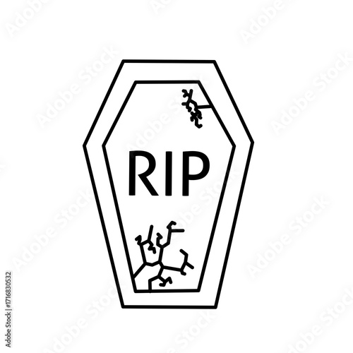 Simple Outline Tombstone Grave Icon for Halloween Celebration Elements