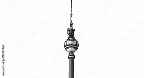 Berlin TV Tower illustration, iconic German landmark, perfect for travel brochures or architectural design