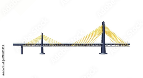 Modern Cable-Stayed Bridge with Tall Towers and Suspended Deck - Architectural Engineering Marvel