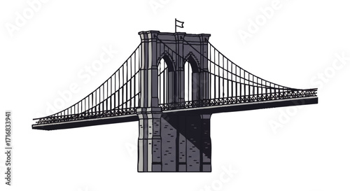 Capture the iconic Brooklyn Bridge silhouette in this captivating design element for your next project today