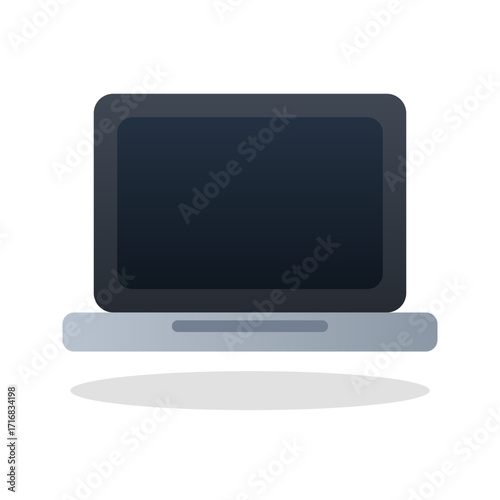 Laptop realistic computer vector icon with screen and base