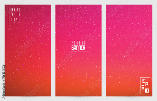 Northern lights. Purple aurora borealis. Abstract vector banner set