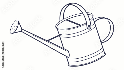 Simple Line Art Illustration of a Classic Metal Watering Can with Spout