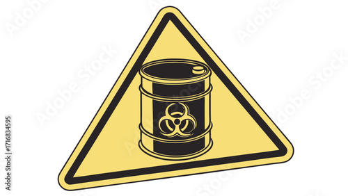 Warning Sign Depicting Hazardous Waste in a Yellow Triangle