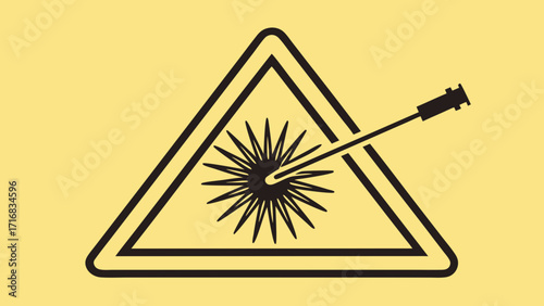 Warning Sign Depicting Laser Beam Emanating from a Device