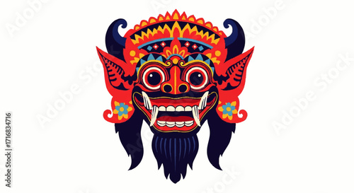 Vibrant Barong mask design with captivating cultural details for artistic projects and Bali themed designs