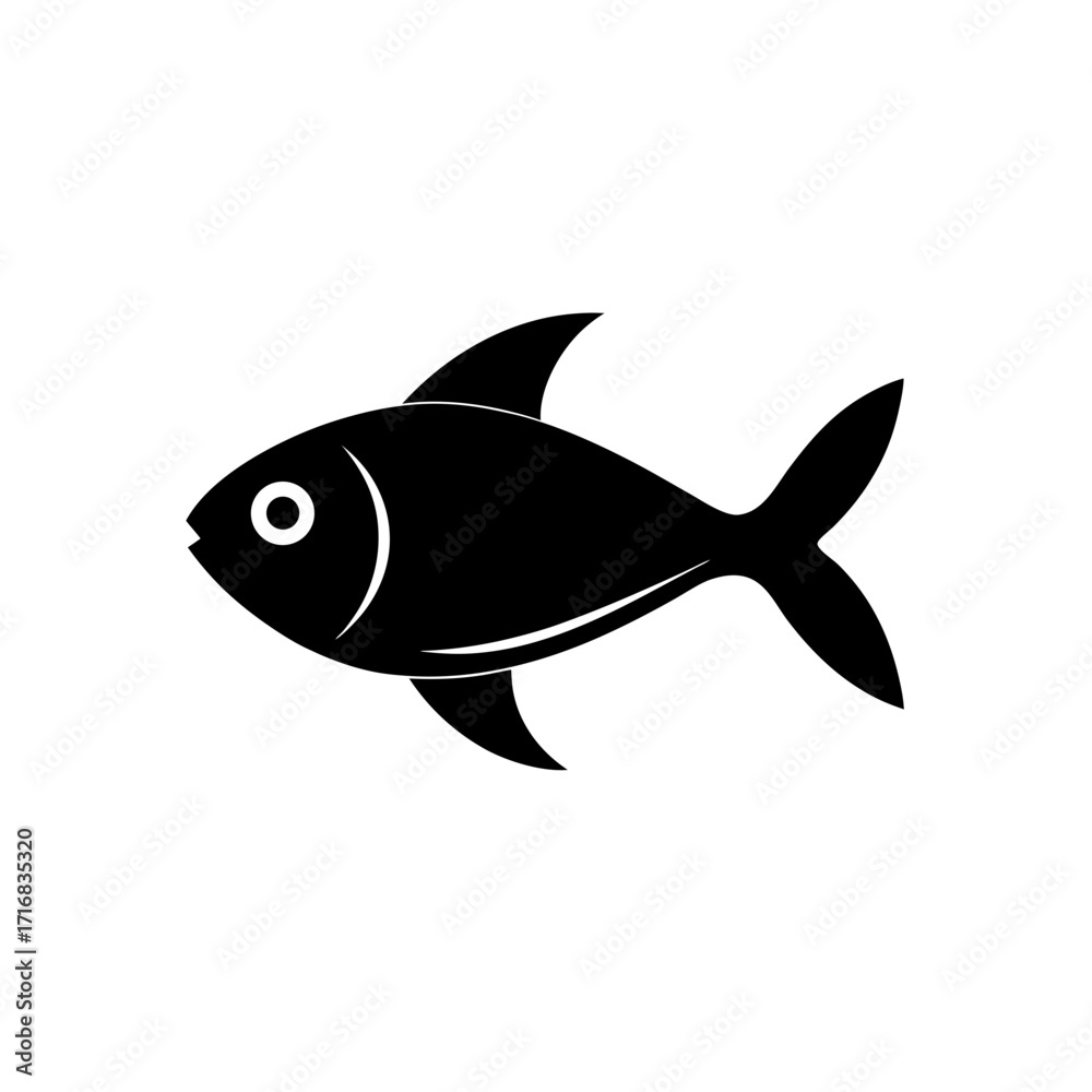 Fototapeta premium Silhouette of a single fish on transparent background