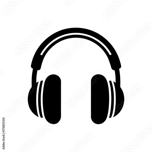 Headphones audio equipment on transparent background silhouette